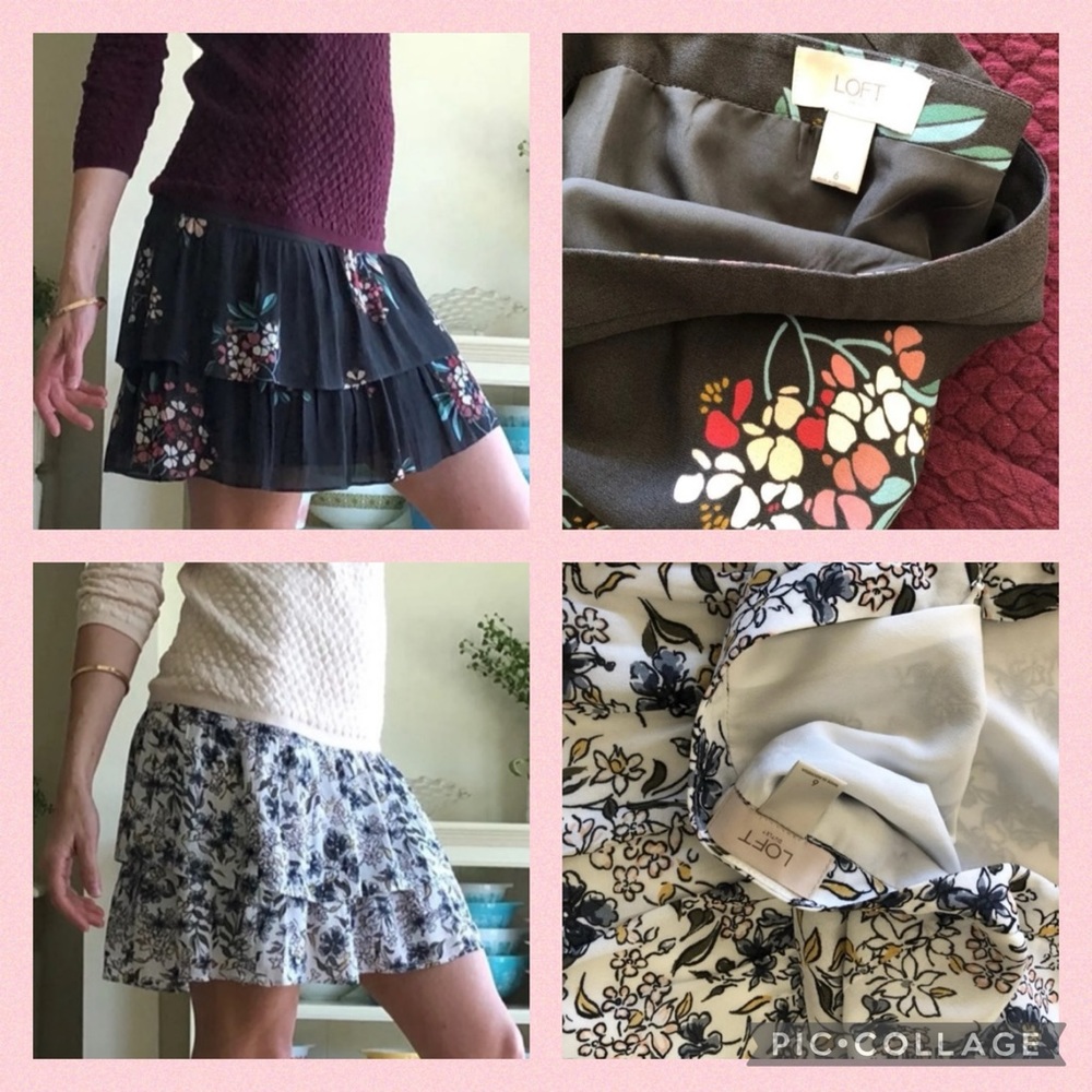 LOFT Tiered Floral Skirts Bundle (2)